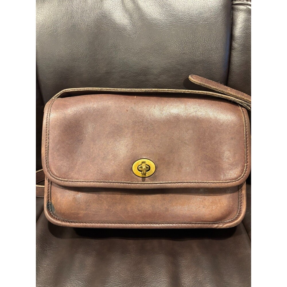 Coach 9850 Compartment Leather Shoulder Bag Mahogany Made 1988/1989 - COA